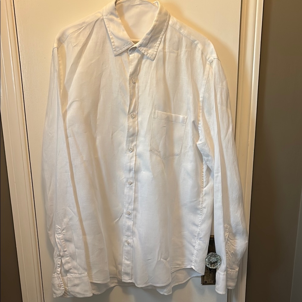 J. Crew 100% linen White Casual Button Down Shirt excellent condition
